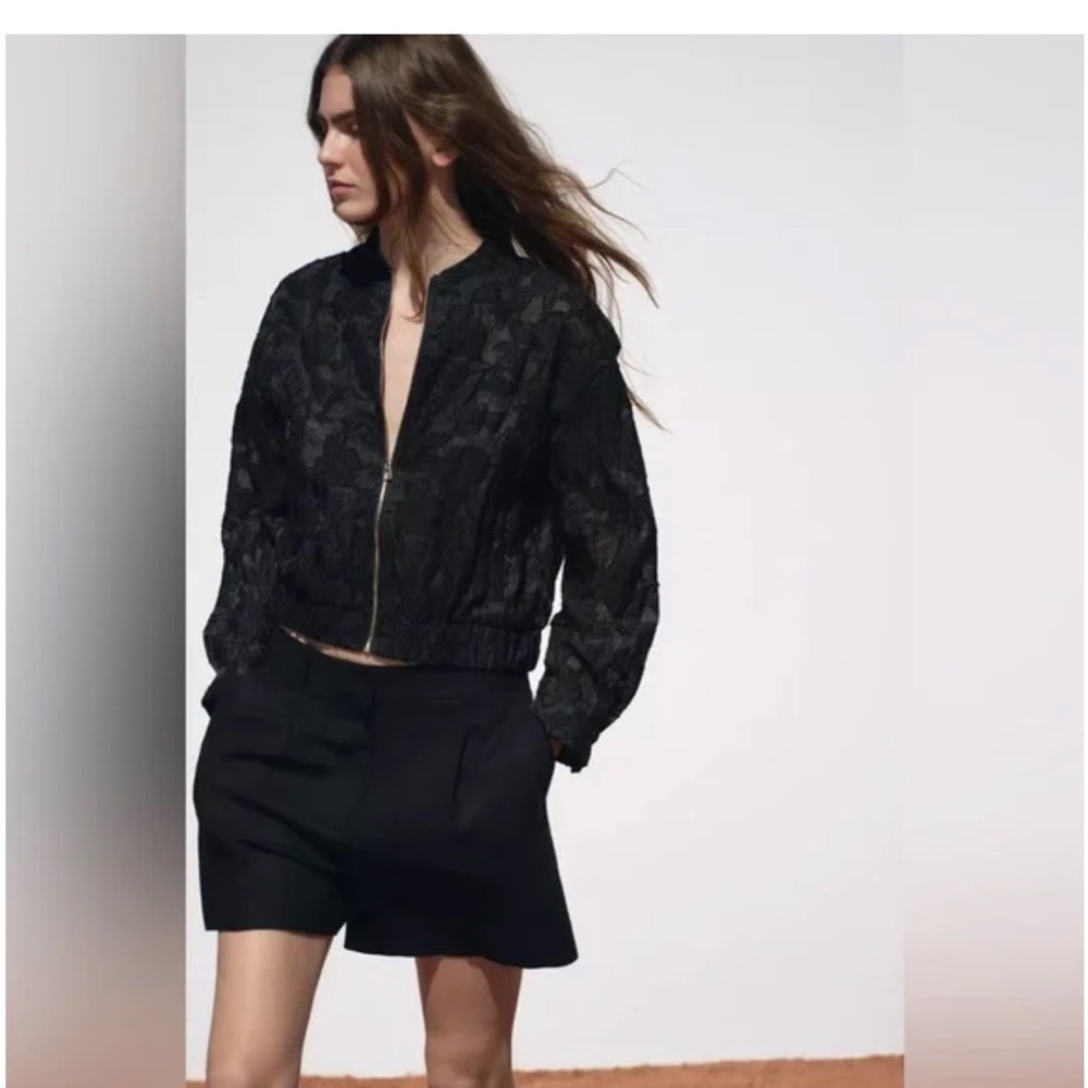 Zara organza sheer zip up jacket